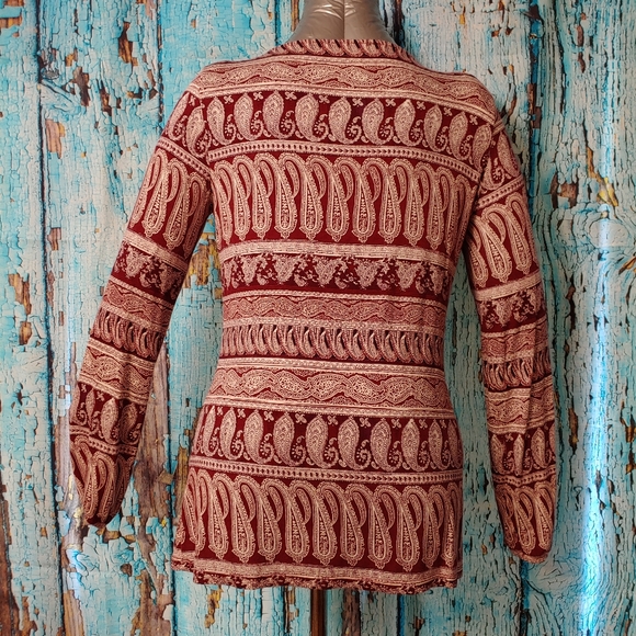 Rose+Olive long sleeve Burgundy paisley shirt - Picture 3 of 14